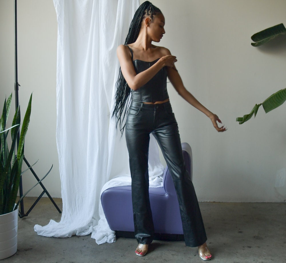 4623t / Deadstock Black Leather Pant 