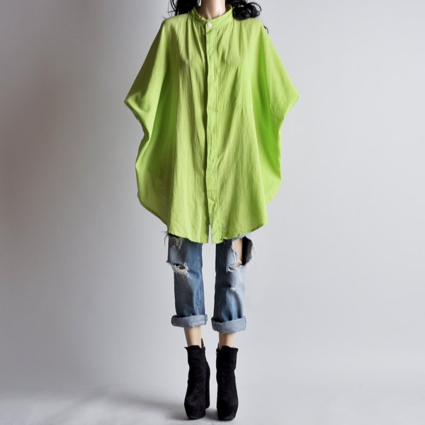 80s lime green oversized batwing top / s / m / l