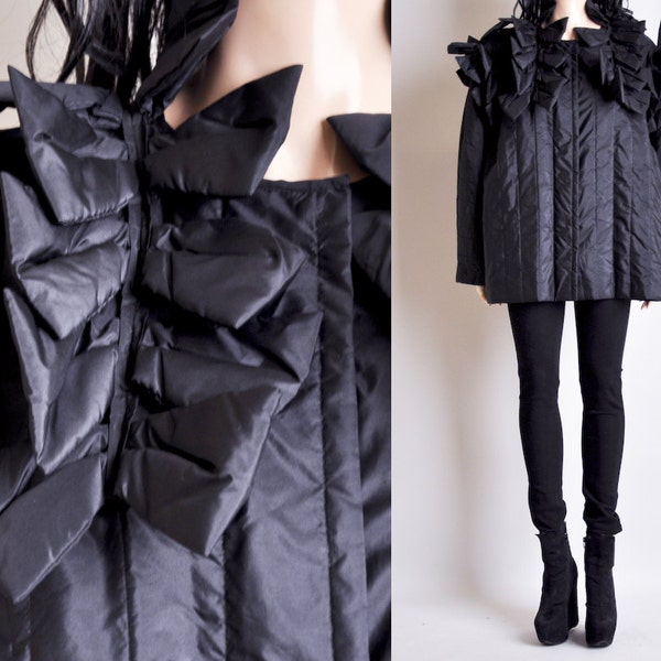 KRIZIA black avant garde quilted bow jacket / m / l