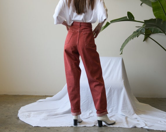 red baggy jeans