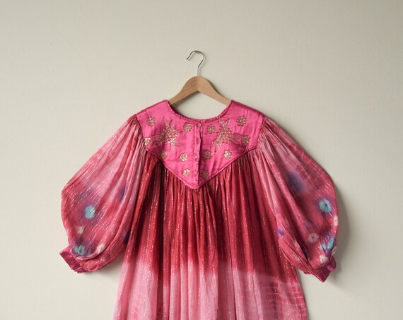 2729d / cotton gauze tie dye indian tent dress / q