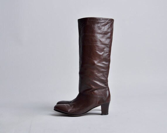 brown leather boot heels