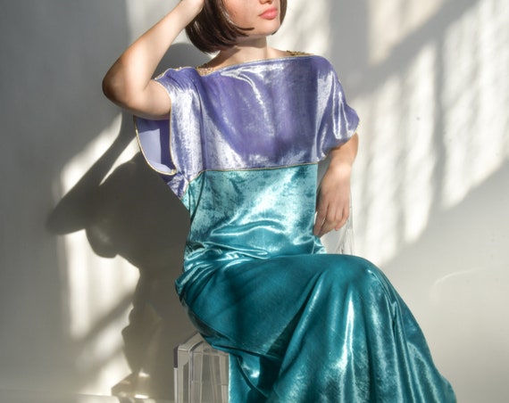 2747d / BILL TICE 1970s colorblock velvet floor le