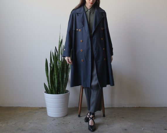 2498o / navy blue oversized belted trench coat / s