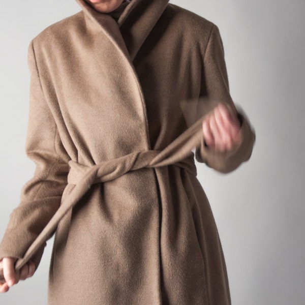 CALVIN KLEIN wool coat / minimalist coat / vintage 80s wool coat / s / 924o