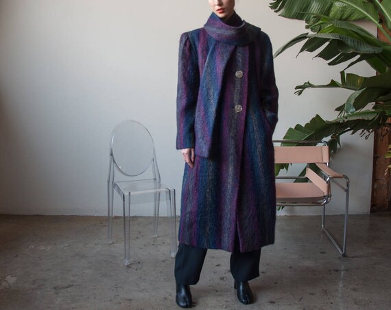 PAULINE TRIGERE striped purple mohair knit midi co