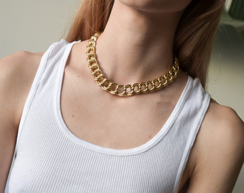 2335a / chunky chain link collar necklace image 2