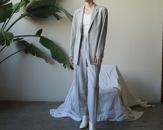 2899o / ANNE KLEIN gray minimalist pant suit / mod