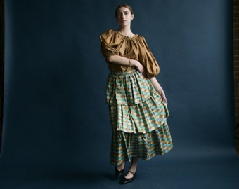 7125t / 1970s ysl silk peasant skirt ensemble
