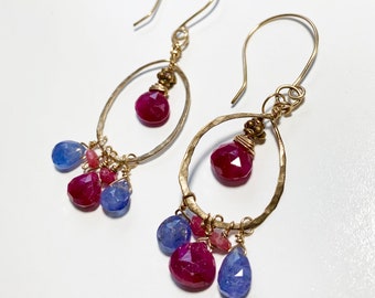 Ruby and Iolite earrings