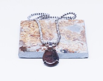 Jasper pendant on 18" sterling silver chain