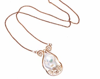 Baroque South Sea Pearl on 24 karat Gold-plated Chain