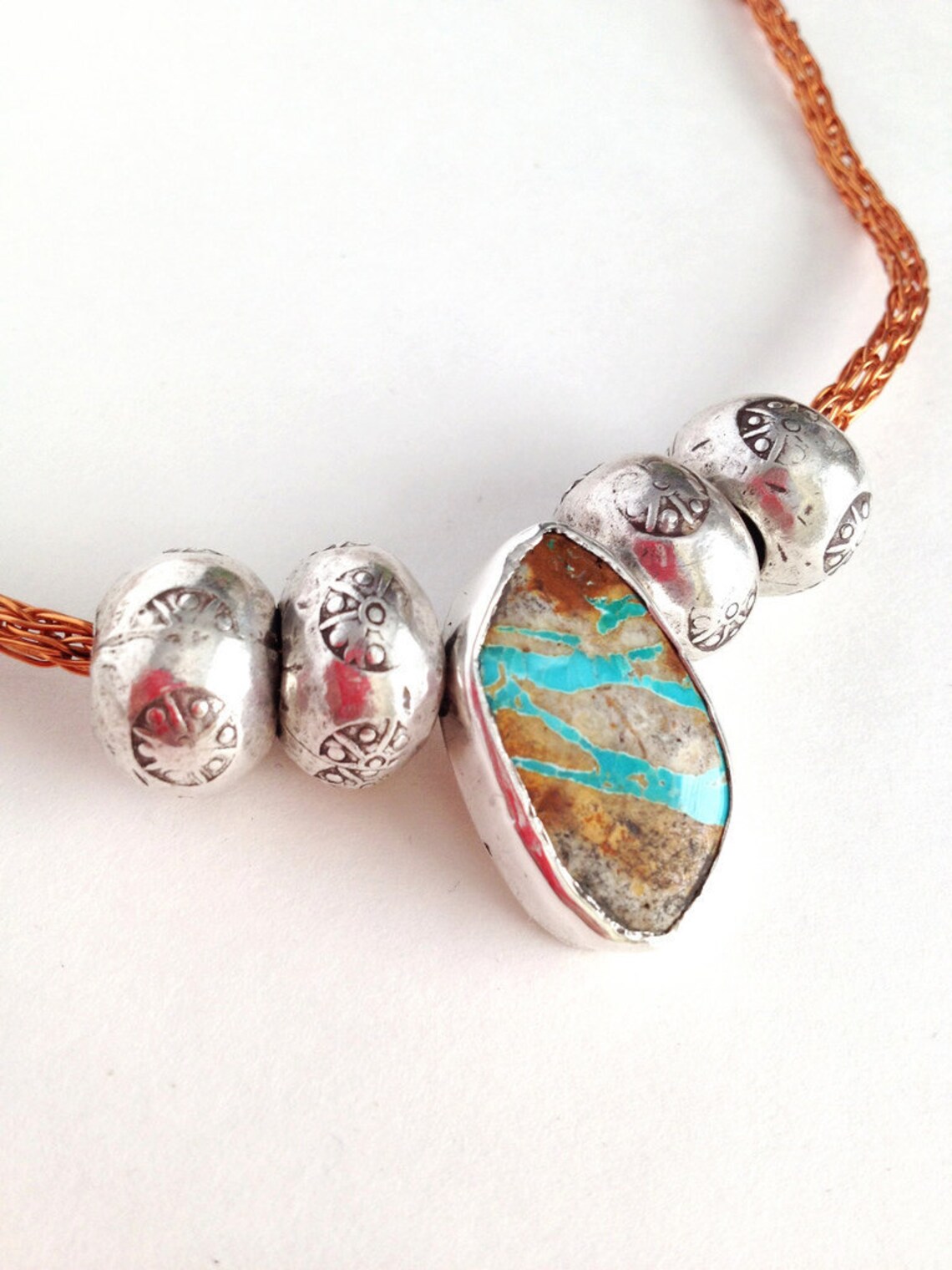 Ribbon Turquoise Necklace Etsy