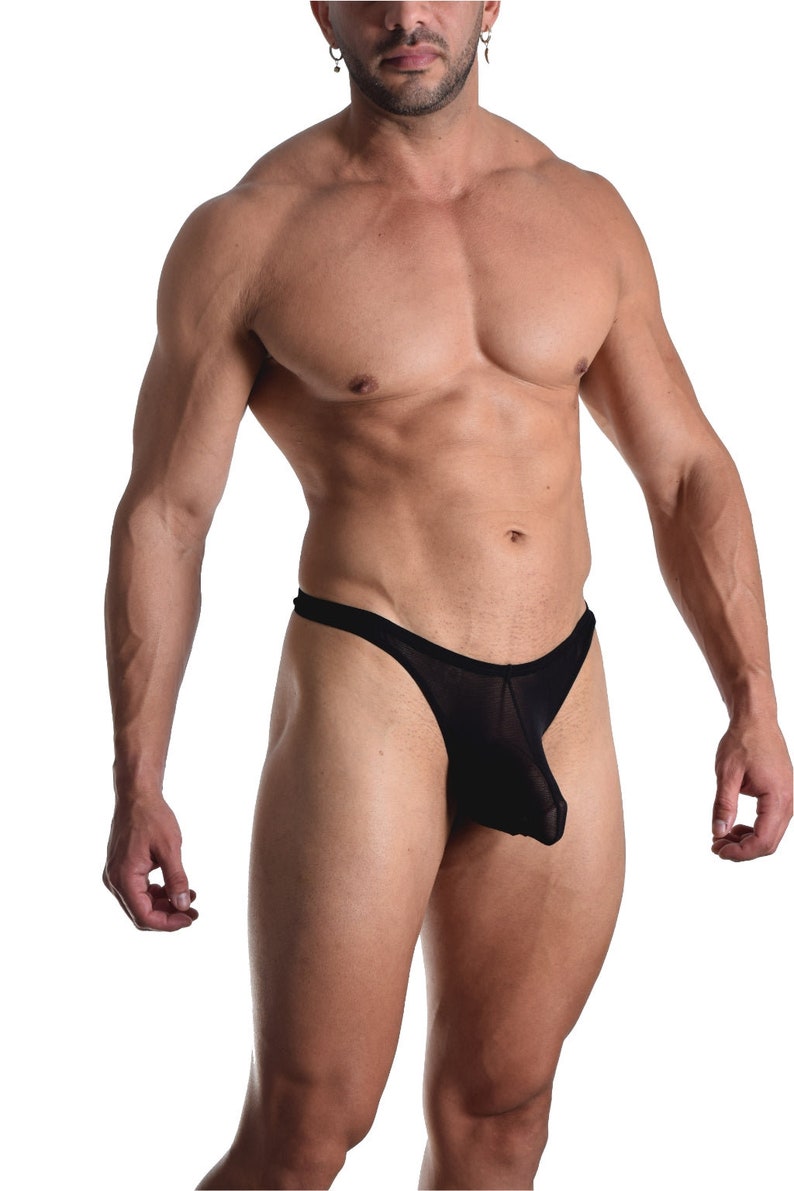 BfM Mens Sheer Net Thong Pouch Underwear