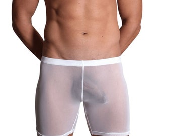 BfM Calzoncillos tipo bóxer ultratransparentes de cintura alta para hombre