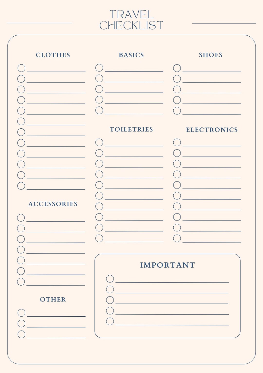 Travel Checklist Printable - Etsy