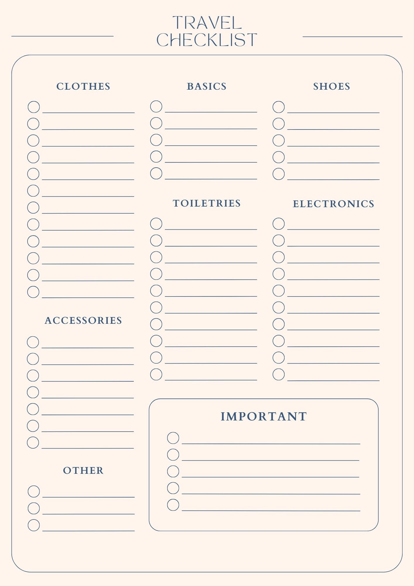 Travel Checklist Printable - Etsy