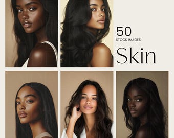 50 Model Women Stock Images, Black women, Photos for Instagram, Website & Branding, Melanin Model AI Images, Skincare Stock Photos, Beauty