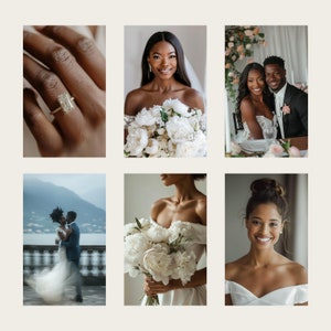 40 Wedding Stock Images, Wedding Couple, Midjourney AI Photos JPG, Social Media Stock Photos, Wedding Photography, Black Love, Melanin image 2
