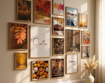 Autumn Printable Posters, Set of 20 | Pumpkins, Fall Landscapes, Leaves & Quotes, Seasonal Wall Decor, Calm.