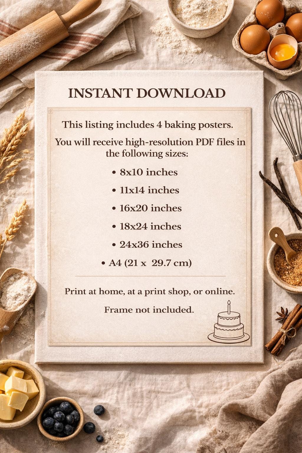 Baking Conversion Chart Printable, Oven Temperature Guide, Kitchen ...