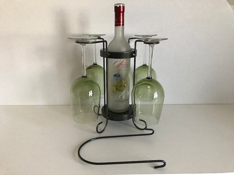 4glass Single Bottle Tabletop Wine Holder Etsy