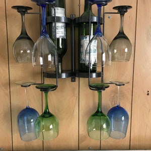 8-Glass 2 Bottle Wall Mounted Wine Holder