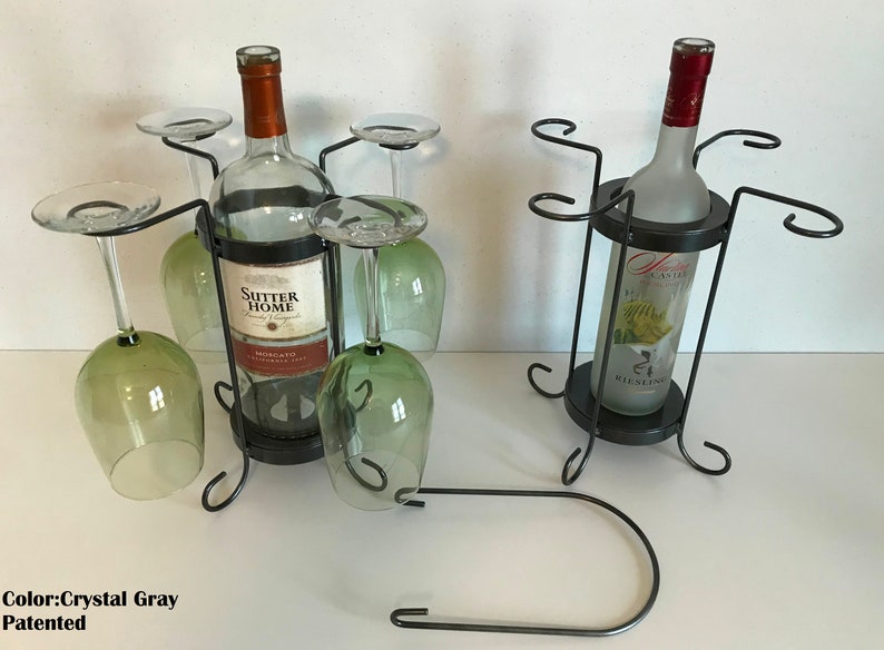 4glass Single Bottle Tabletop Wine Holder Etsy