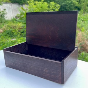 Handmade Wooden Keepsake Box with Sliding Lid – Dark Stained Storage Organizer