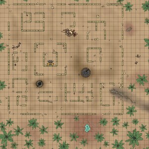 Grote woestijnruïnes Battle Map, D&D Battle Map, Dungeons and Dragons, DnD Battle Map, 5e, Roll20, Fantasy Grounds, Foundry, VTT, digitale kaarten