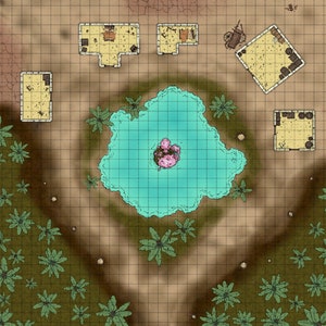 Desert Outpost w/Roofs Battle Map, D&D Battle Map, Dungeons and Dragons, DnD Battle Map, 5e, Roll20, Fantasy Grounds, Foundry, Digital Maps