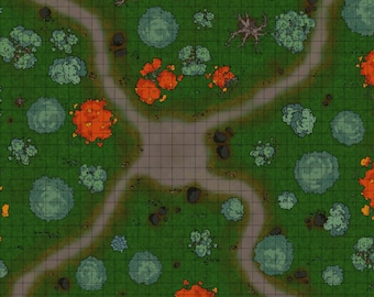 Forest Crossroads Battle Map w/ Ambush Variant, D&D Battle Map, Dungeons and Dragons, DnD Battle Map, Roll20, Digital Maps, Wilderness Map