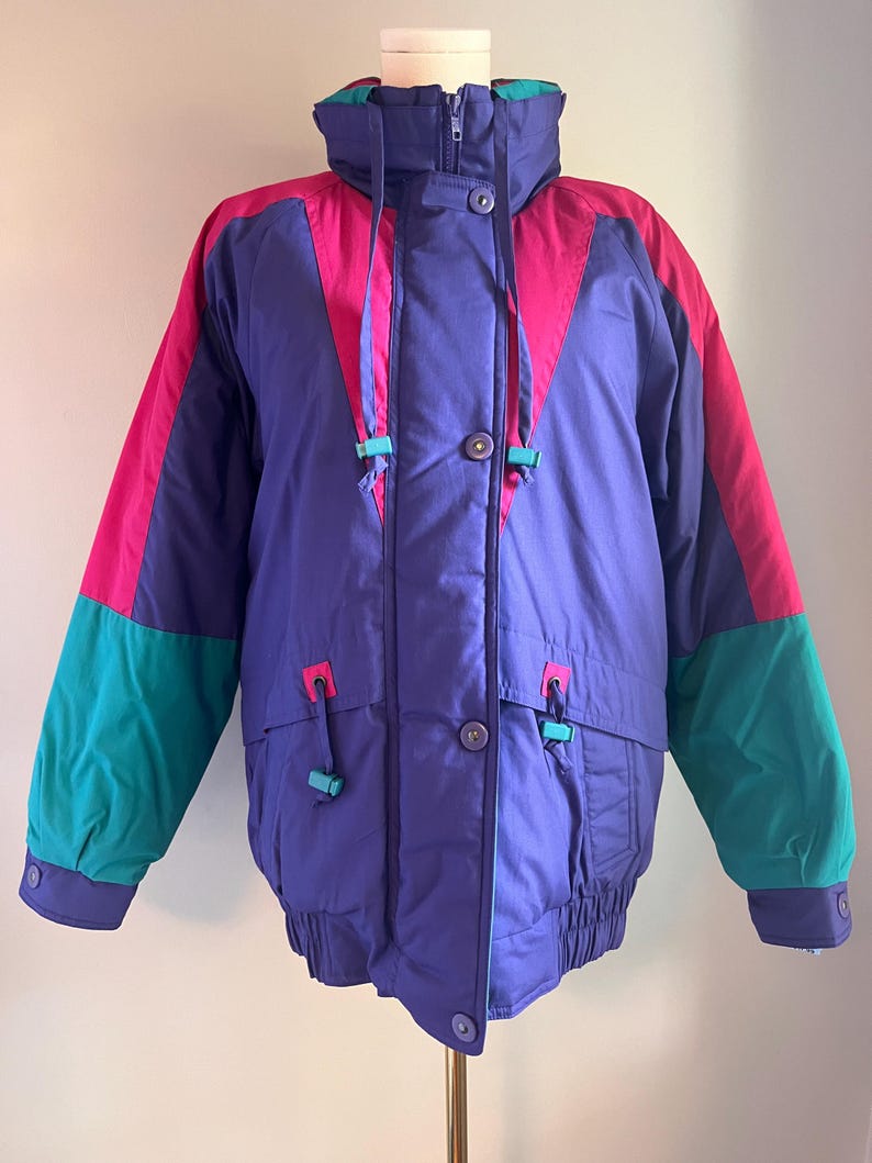 Vintage 80s 90s 'Ellesse' Purple Green Puffer Ski Coat Jacket 3XL 4XL main image 0