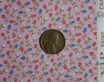 ADORABLE Vintage V.I.P Cranston fabric GENEROUS 1/4 yard (10"x43") tiny rosebuds on PINK