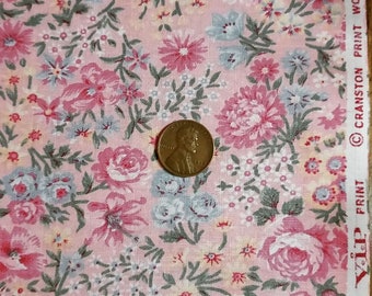 GENEROUS 1/4 yard vintage V.I.P. pink floral on pink background