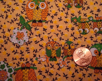 GENEROUS Quarter yard VINTAGE owl fabric (10"x42")