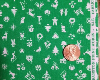 ADORABLE & GENEROUS 1/4 yard vintage VIP Cranston fabric tiny folk Holiday print