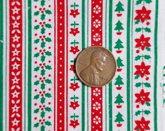 GENEROUS 1/4 yard Vintage VIP CRANSTON tiny Christmas print fabric