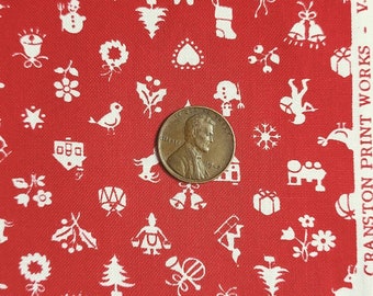 GENEROUS 1/4 yard (10"x43") vintage V.I.P. CRANSTON Holiday print fabric