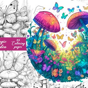 25 Secret Forest Coloring Pages | Adult And Kids Coloring Book|  Fantasy Coloring Sheets | Instant Download | Printable PDF File
