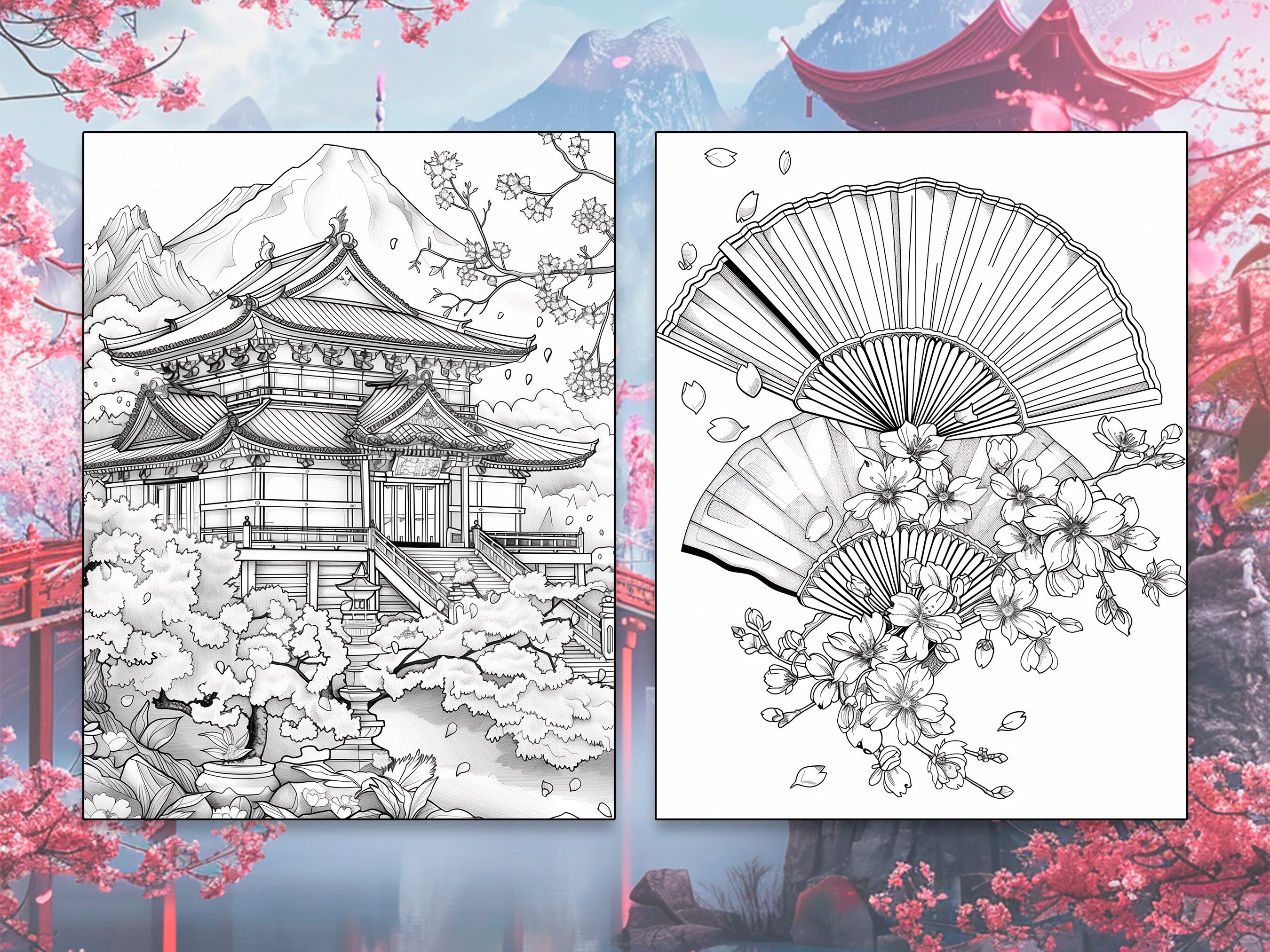 25 Japan Coloring Pages | Adult and Kids Coloring Book| Fantasy ...