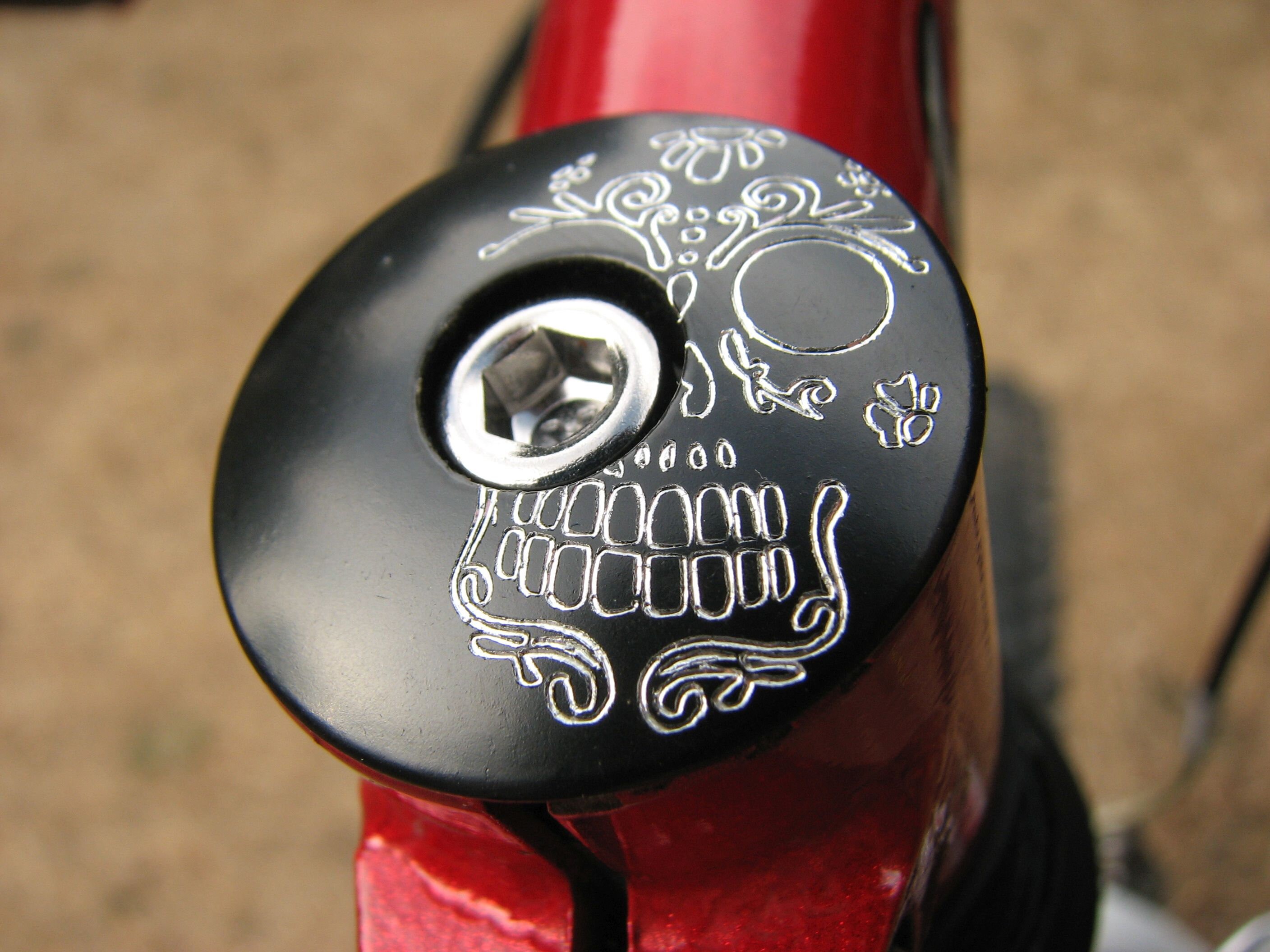 SUGAR SKULL Bike Headset Top Cap Negro Personalizado Grabado Etsy