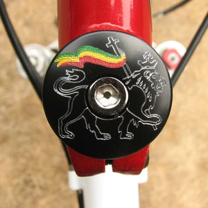 CONQUERING LION of Judah Bike Headset Top Cap Black Custom Engraved