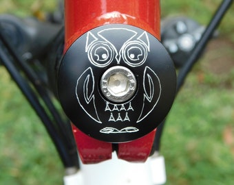 OWL Bike Headset Top Cap Black Custom Engraved