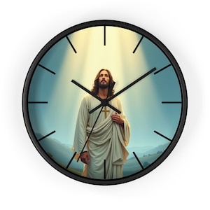 Religious Wall Clock, Christian Jesus Figure Timepiece Decor, Holy Bible Theme Decorative Clock, Faith Inspired Home Decor, Religious Gift