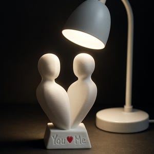Cozy Couple Figurine with Heart - Personalized Romantic Gift for Anniversary