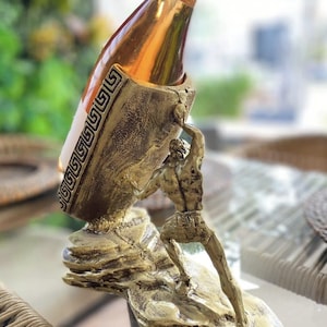 Sculpture Wine Holder, Art Sculpture for Wine Lovers, Handmade Muscular Man Wine Holder