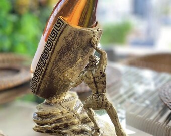Handmade Muscular Man Sculpture Wine Holder: Art for Wine Lovers
