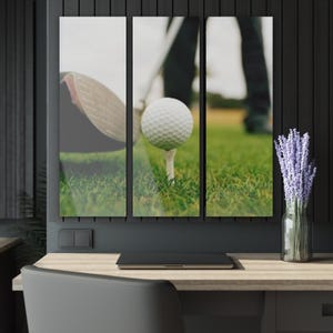 Golf Wall Art, Acrylic Prints, Golf Ball Art, Triptych Set, Motivational Golf Decor,Gift for Golf Lovers