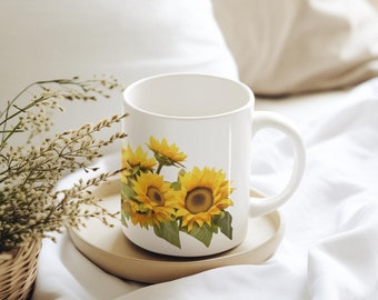 Sunflower Mug, Sunflowers, Wildflowers, Gift for her, Gift for Mom, Mothers Day, Flowers, Coffee Mug, Flower Coffee Mug, Flower Tea Mug